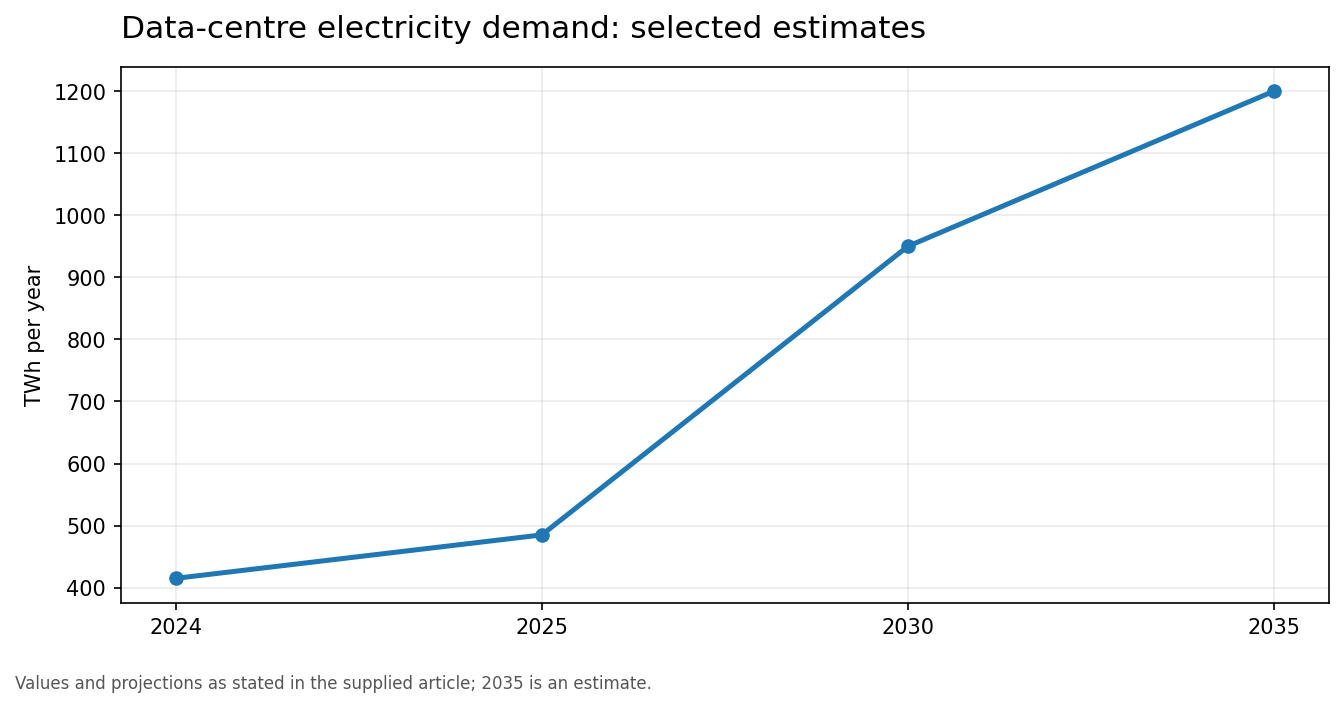Chart of selected data-centre electricity demand estimates